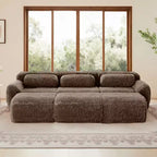 Canapé moelleux 3 places avec ottoman, mousse HD 32D, aucun assemblage requis, base antidérapante, modulable pour salon/salle de cinéma maison