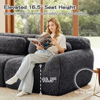 Canapé moelleux 3 places avec ottoman, mousse HD 32D, aucun assemblage requis, base antidérapante, modulable pour salon/salle de cinéma maison