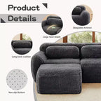 Canapé moelleux 3 places avec ottoman, mousse HD 32D, aucun assemblage requis, base antidérapante, modulable pour salon/salle de cinéma maison