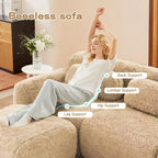 Canapé moelleux 3 places avec ottoman, mousse HD 32D, aucun assemblage requis, base antidérapante, modulable pour salon/salle de cinéma maison