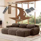 Canapé moelleux 3 places avec ottoman, mousse HD 32D, aucun assemblage requis, base antidérapante, modulable pour salon/salle de cinéma maison