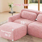 Canapé moelleux 3 places avec ottoman, mousse HD 32D, aucun assemblage requis, base antidérapante, modulable pour salon/salle de cinéma maison
