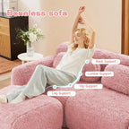 Canapé moelleux 3 places avec ottoman, mousse HD 32D, aucun assemblage requis, base antidérapante, modulable pour salon/salle de cinéma maison