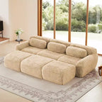 Canapé moelleux 3 places avec ottoman, mousse HD 32D, aucun assemblage requis, base antidérapante, modulable pour salon/salle de cinéma maison