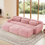 Canapé moelleux 3 places avec ottoman, mousse HD 32D, aucun assemblage requis, base antidérapante, modulable pour salon/salle de cinéma maison