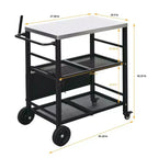 Chariot de barbecue pliable à 4 roues Karl Home avec dessus en acier inoxydable et étagère pliable