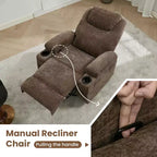 Fauteuil inclinable pivotant à 360° avec massage et chauffage, capacité 136 kg, structure en pin, tissu doux, 35,4p x 39l x 41,3h