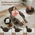 Fauteuil inclinable pivotant à 360° avec massage et chauffage, capacité 136 kg, structure en pin, tissu doux, 35,4p x 39l x 41,3h