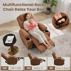 Fauteuil inclinable pivotant à 360° avec massage et chauffage, capacité 136 kg, structure en pin, tissu doux, 35,4p x 39l x 41,3h