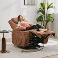 360 Swivel Rocker Recliner Chair w/Massage & Heat, 300Lb Capacity, Pine Frame, Soft Fabric, 35.4d x 39w x 41.3h