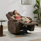Fauteuil inclinable pivotant à 360° avec massage et chauffage, capacité 136 kg, structure en pin, tissu doux, 35,4p x 39l x 41,3h