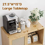 JVNOXK Buffet de Rangement de Style Médiéval 34 Pouces avec Fonction Casier à Vin, Idéal pour les Salles à Manger et Salons, Naturel