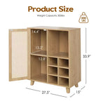 JVNOXK Buffet de Rangement de Style Médiéval 34 Pouces avec Fonction Casier à Vin, Idéal pour les Salles à Manger et Salons, Naturel