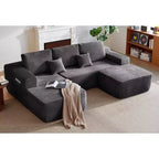 104Cloud Sectional Sofa,U-Shaped Chaise,Deep Seat,Side Pockets,Plush Fabric,No Assembly,Grey,Left Facing