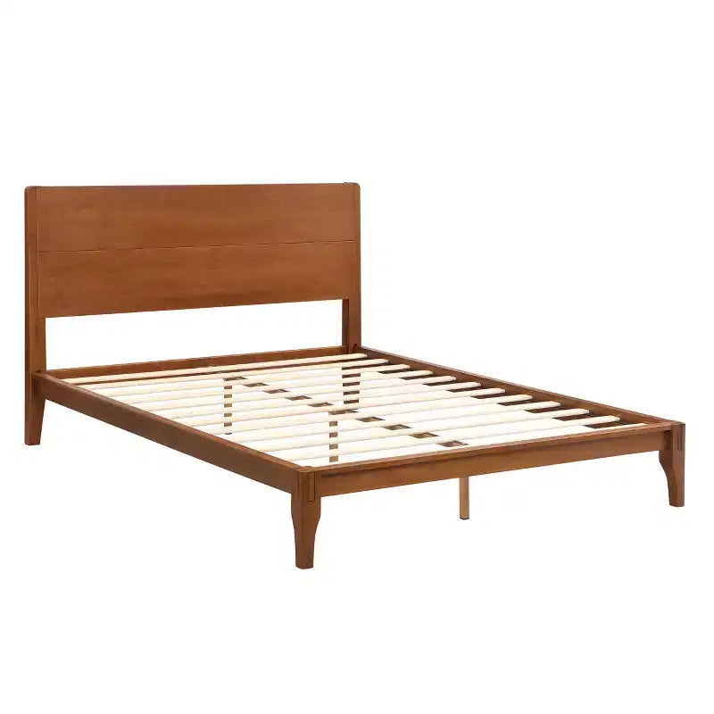 GDFStudio Julia Lit plateforme moderne du milieu du siècle de 30,5 cm en bambou avec support métallique à lattes de bois