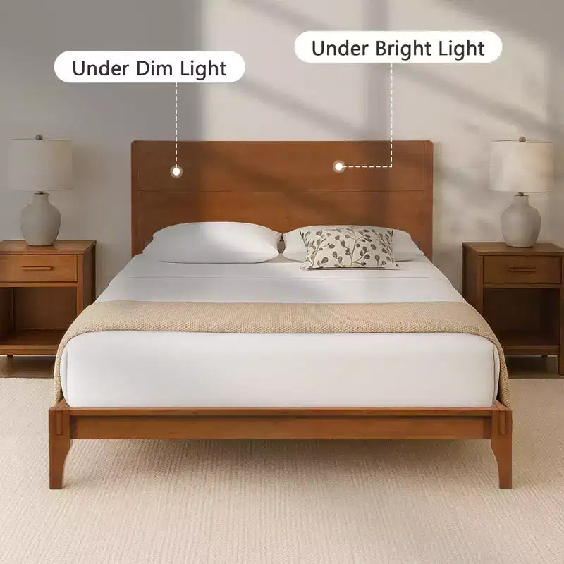 GDFStudio Julia Lit plateforme moderne du milieu du siècle de 30,5 cm en bambou avec support métallique à lattes de bois