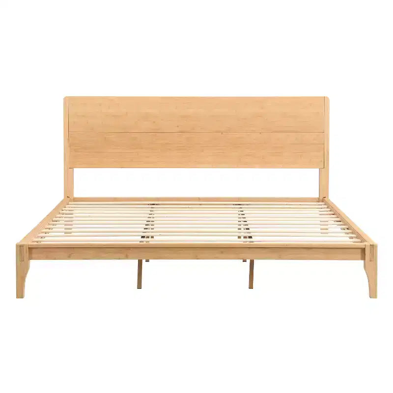 GDFStudio Julia Lit plateforme moderne du milieu du siècle de 30,5 cm en bambou avec support métallique à lattes de bois