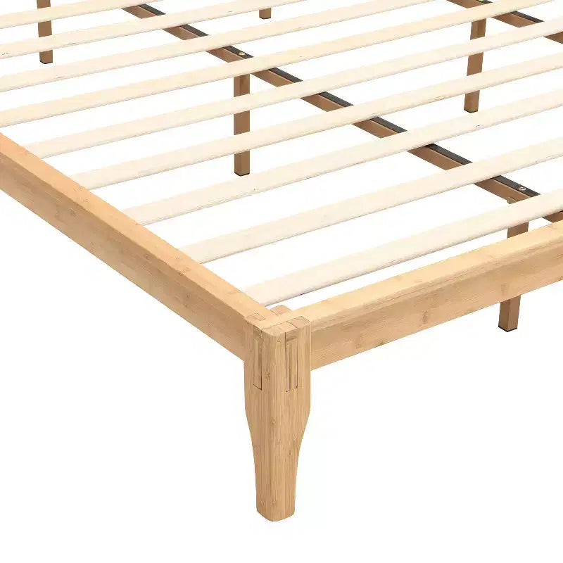 GDFStudio Julia Lit plateforme moderne du milieu du siècle de 30,5 cm en bambou avec support métallique à lattes de bois