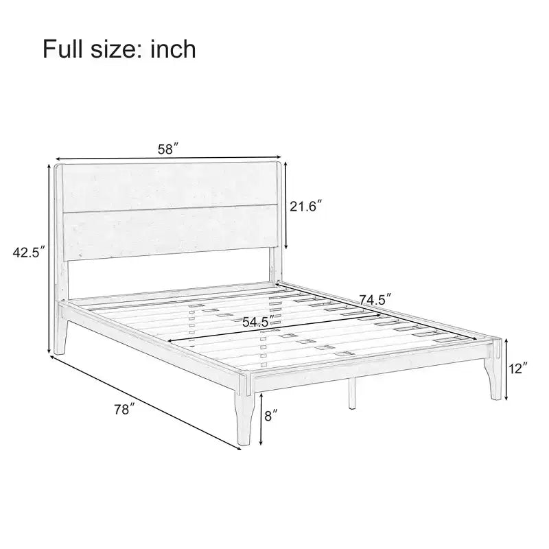 GDFStudio Julia Lit plateforme moderne du milieu du siècle de 30,5 cm en bambou avec support métallique à lattes de bois