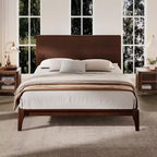 GDFStudio Julia 12 Inch Mid-Century Modern Bamboo Platform Bed with Wood Slat Metal Support