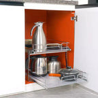 Étagères de placard coulissantes VIYET à 2 niveaux (20"L x 21"P), tiroirs coulissants robustes en acier chromé, sous évier/cuisine/salle de bain