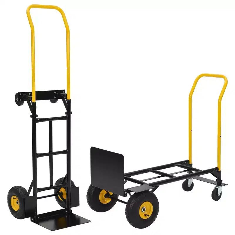 Diable à roulettes - Chariot à main robuste de 400 lb avec 4 roues increvables, chariot à main 2 en 1