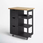 Chariot d'îlot de cuisine Celebalcony avec rangement, meuble de rangement d'îlot de cuisine roulant, table d'appoint sur roulettes, 3 étagères ouvertes et tiroirs pour la cuisine