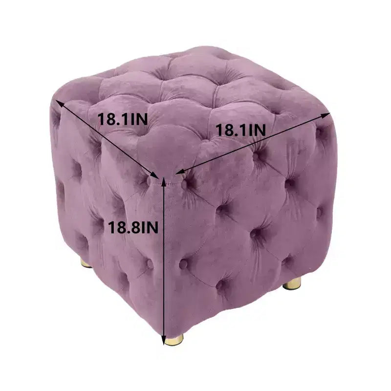 TUYOHW 18 Pouf Cube Moderne avec Tabouret Repose-Pieds Rembourré en Velours Petit Tabouret de Coiffeuse avec Cadre en Bois Pouf pour Salon, Chambre à Coucher, Entrée