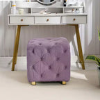 TUYOHW 18 Pouf Cube Moderne avec Tabouret Repose-Pieds Rembourré en Velours Petit Tabouret de Coiffeuse avec Cadre en Bois Pouf pour Salon, Chambre à Coucher, Entrée