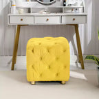 TUYOHW 18 Pouf Cube Moderne avec Tabouret Repose-Pieds Rembourré en Velours Petit Tabouret de Coiffeuse avec Cadre en Bois Pouf pour Salon, Chambre à Coucher, Entrée