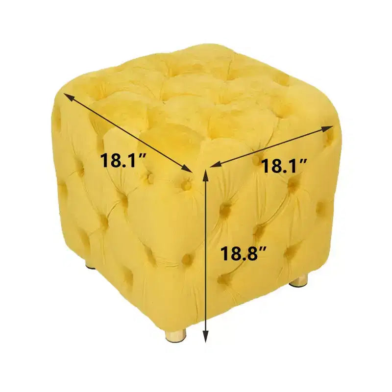 TUYOHW 18 Pouf Cube Moderne avec Tabouret Repose-Pieds Rembourré en Velours Petit Tabouret de Coiffeuse avec Cadre en Bois Pouf pour Salon, Chambre à Coucher, Entrée