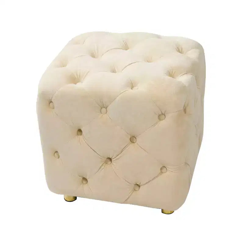 TUYOHW 18 Pouf Cube Moderne avec Tabouret Repose-Pieds Rembourré en Velours Petit Tabouret de Coiffeuse avec Cadre en Bois Pouf pour Salon, Chambre à Coucher, Entrée