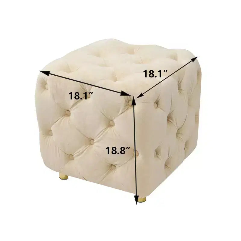 TUYOHW 18 Pouf Cube Moderne avec Tabouret Repose-Pieds Rembourré en Velours Petit Tabouret de Coiffeuse avec Cadre en Bois Pouf pour Salon, Chambre à Coucher, Entrée