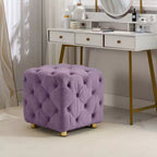 TUYOHW 18 Pouf Cube Moderne avec Tabouret Repose-Pieds Rembourré en Velours Petit Tabouret de Coiffeuse avec Cadre en Bois Pouf pour Salon, Chambre à Coucher, Entrée