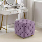 TUYOHW 18 Pouf Cube Moderne avec Tabouret Repose-Pieds Rembourré en Velours Petit Tabouret de Coiffeuse avec Cadre en Bois Pouf pour Salon, Chambre à Coucher, Entrée
