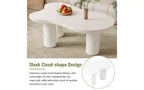 Table basse TUYOHW en MDF en forme de nuage avec bord arrondi, pieds cylindriques épais, table d'appoint irrégulière à 3 pieds robustes pour le salon