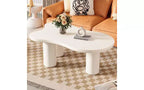 TUYOHW Cloud-Shaped MDF Coffee Table with Round Edge, Thick Cylindrical Legs Center Table for Living Room, Irregular End Table with 3 Sturdy Legs