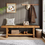 Banc d'entrée Lantine en bois massif, banc de bout de lit 55, siège de salle à manger intérieur pour couloir, chambre, salle à manger