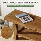 Banc d'entrée Lantine en bois massif, banc de bout de lit 55, siège de salle à manger intérieur pour couloir, chambre, salle à manger