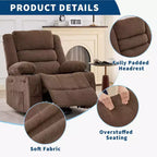 Fauteuil inclinable pivotant à 360° pour adultes, canapé-planeur manuel à bascule avec 3 positions, 2 porte-gobelets, 4 poches pour salon, chambre à coucher