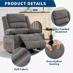 Fauteuil inclinable pivotant à 360° pour adultes, canapé-planeur manuel à bascule avec 3 positions, 2 porte-gobelets, 4 poches pour salon, chambre à coucher
