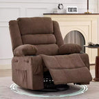 Fauteuil inclinable pivotant à 360° pour adultes, canapé-planeur manuel à bascule avec 3 positions, 2 porte-gobelets, 4 poches pour salon, chambre à coucher
