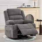 Fauteuil inclinable pivotant à 360° pour adultes, canapé-planeur manuel à bascule avec 3 positions, 2 porte-gobelets, 4 poches pour salon, chambre à coucher