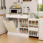 GDFStudio Avalon Meuble de rangement pour poubelle avec bac basculant et tiroirs