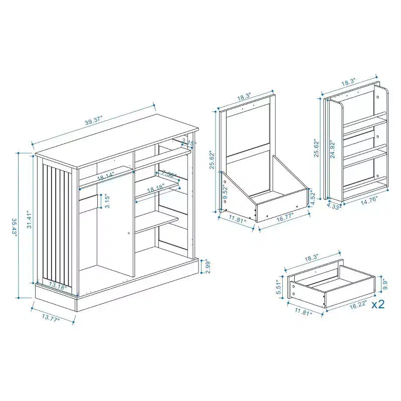 GDFStudio Avalon Meuble de rangement pour poubelle avec bac basculant et tiroirs