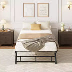 Cadre de lit de repos gigogne simple surélevé avec lattes métalliques et roulettes verrouillables (matelas non inclus)