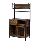 Meuble Crate pour Chien de 31,5 Pouces avec Tiroirs et Station de Charge, Chenil Intérieur à Double Porte avec Rangement, Marron Rustique