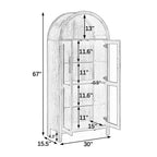 MAYEERTY Meuble de rangement haut avec lampe, Meuble de rangement en bois de style rétro moderne avec cloisons en verre réglables Noir