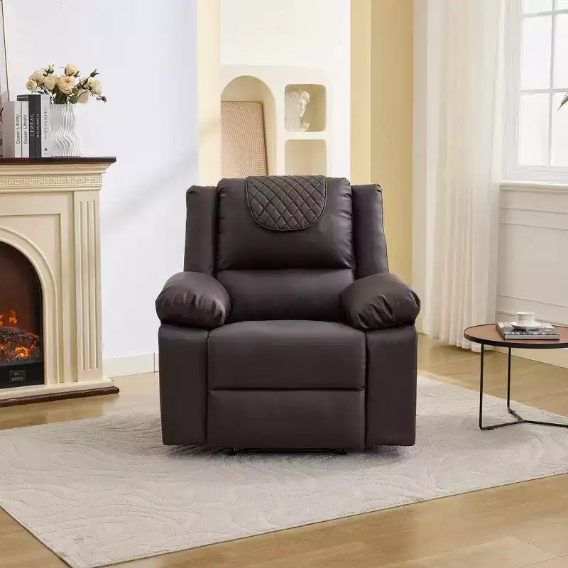 Fauteuil inclinable de massage surdimensionné pour adultes, canapé individuel chauffant en cuir PU avec vibrations et chaleur, poche latérale, canapé inclinable (marron)