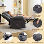 Fauteuil inclinable de massage surdimensionné pour adultes, canapé individuel chauffant en cuir PU avec vibrations et chaleur, poche latérale, canapé inclinable (marron)